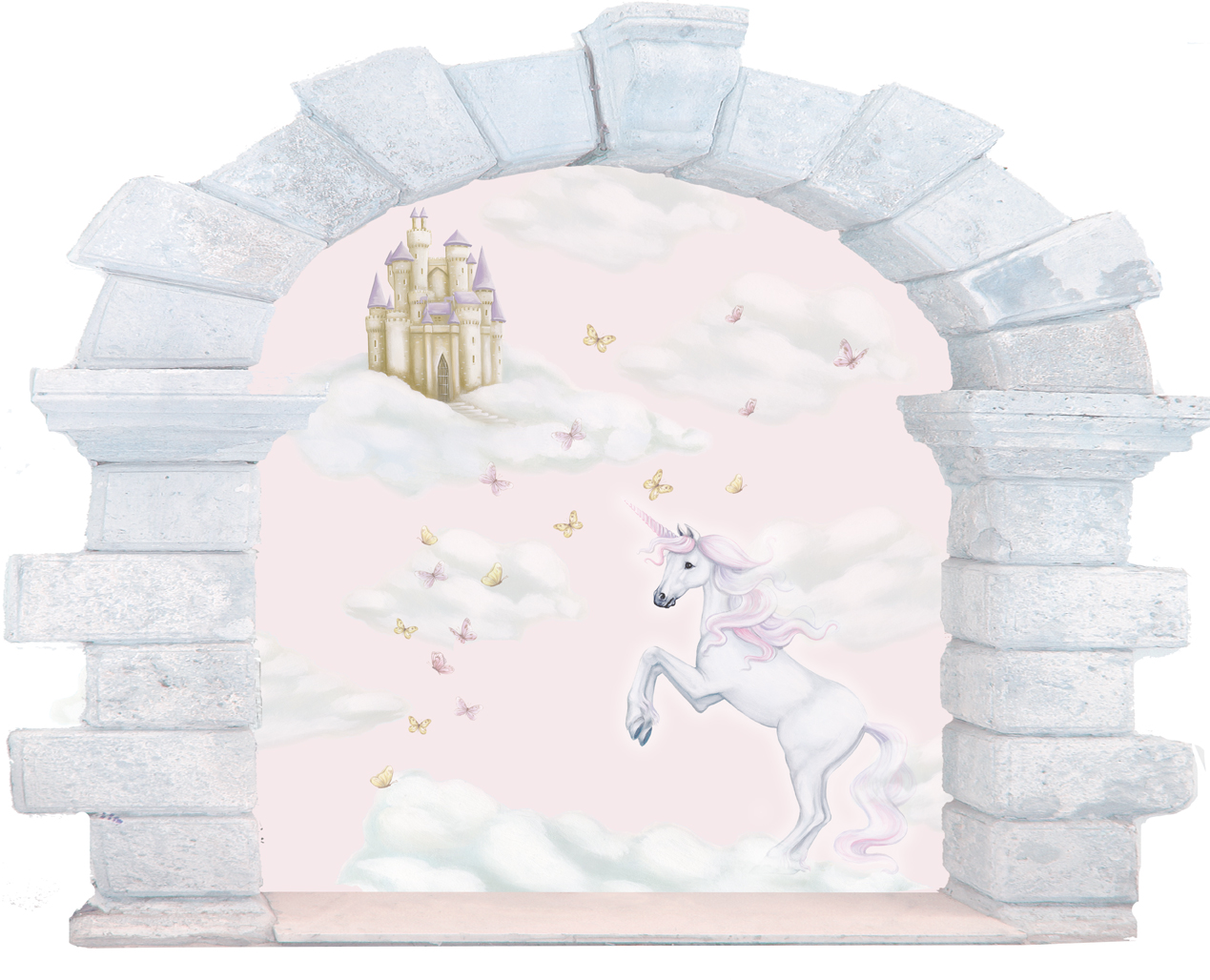 castle-window-pink window wall sticker